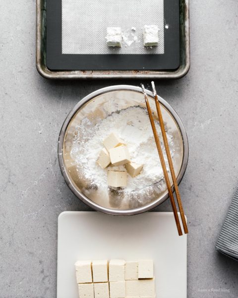 Crispy Oven Baked Buffalo Tofu Bites | www.iamafoodblog.com