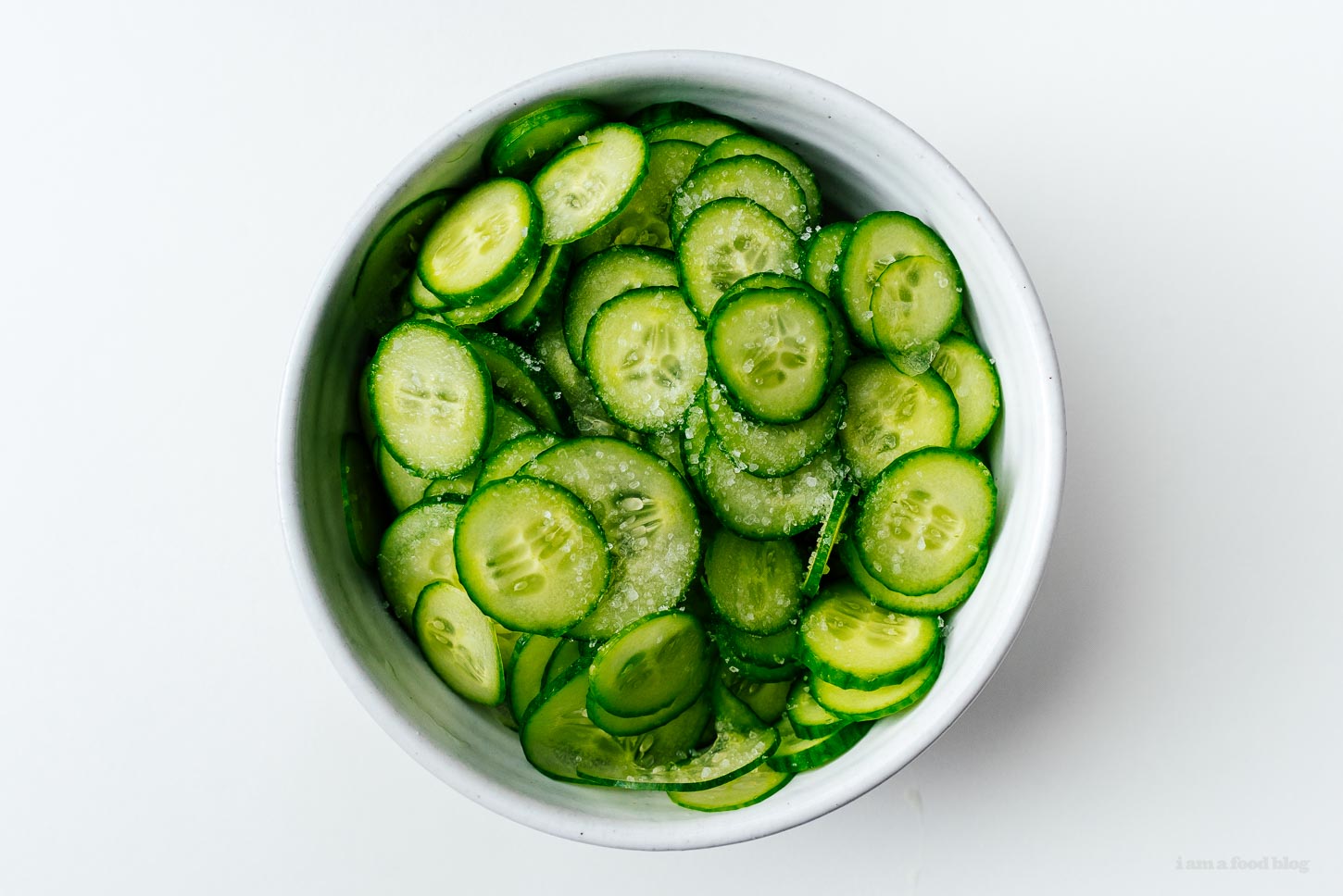 salting cucumbers for sunomono | www.iamafoodblog.com