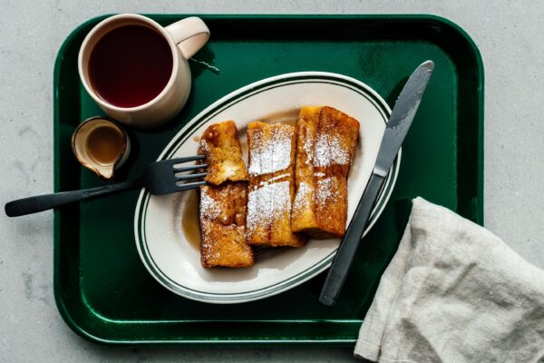 This Japanese tamagoyaki-inspired french toast is soft and custardy on the inside and crisp on the outside. The perfect combination of sweet and savory! | www.iamafoodblog.com